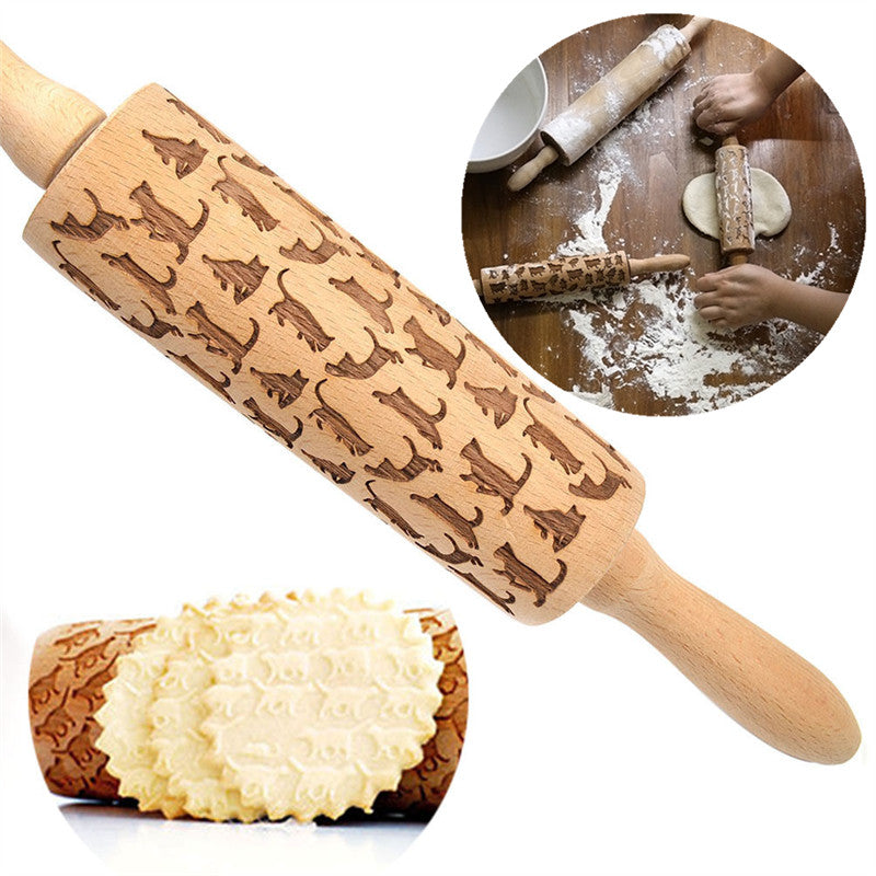 Christmas Embossing Rolling Pin