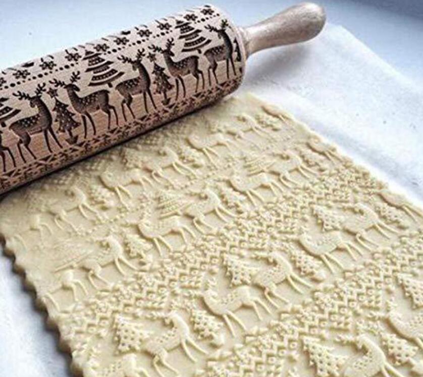 Christmas Embossing Rolling Pin