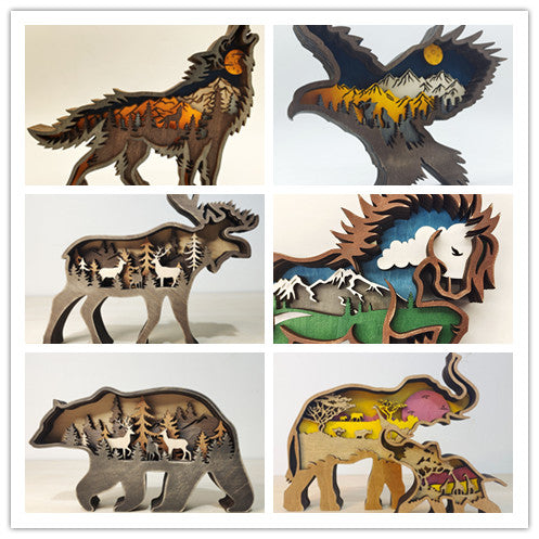 3D Wooden Animal Decoration