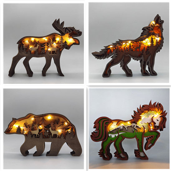 3D Wooden Animal Decoration