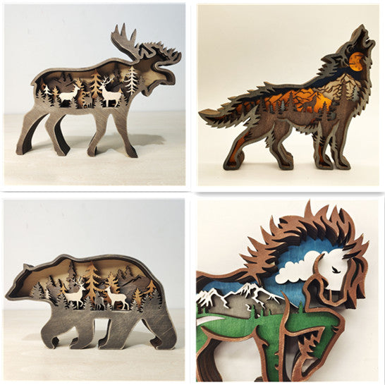 3D Wooden Animal Decoration